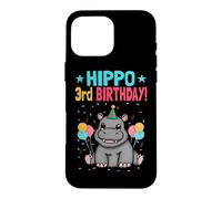 3 Years Old Jungle Party Hippopotamus Hippo 3rd Birthday Case for iPhone 16 Pro Max