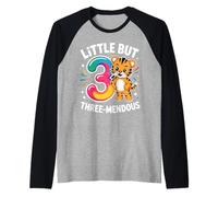 3 Years Old Little But Three-Mendous Raglan Baseball Tee