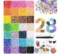 30,000 Pcs Bedazzling Kit, Upgraded 28 Colors High Precision Rhinestones, Each 8 Cut Surfaces for Extra Sparkle, 3mm Gems with Flat Back, Bedazzler Kit Set for DIY Crafts Clothes Shoes