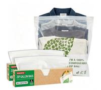 30×100% Compostable 2 Gallon Bag Extra Large Compostable Zip Bags, (Eco Zip) Eco Bags for Kitchen Storage, Household Organization, Camping & Commercial Use 32×42cm/Bag