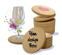 30-100 Pcs of Personalised Cork Coasters, Bulk Custom Heat-Resistant Drink Coaster with Logo Text or Photo, Wedding Party Favors Decor or Gift for Birthday Housewarming Anniversary (Regular Version)