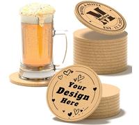 30-100 Pcs Personalized Coasters, Custom Cork Drink Coaster with Laser Engraved Own Logo Text, Non-Slip Heat-Resistant Custom Bar Coasters for Wedding Gifts or Personalized Gifts