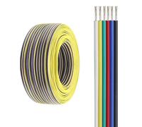 30-100FT 6 Conductor Ribbon Wire - 18AWG to 28AWG, Tinned Copper Cable with PVC Jacket, Multicolor Flexible Wire for RGB LED Strip, Electrical DIY(30ft,6c-18awg)
