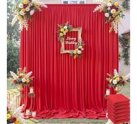 30×12 ft Wrinkle Free Red Backdrop Curtain, Soft Silky Easy to Drape Red Wedding Drapes for Backdrop, 6 Panels 5×12ft Photo Backdrop Curtains for Parties Baby Shower Photography Background Cloth