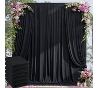 30×14ft Wrinkle Free Black Backdrop Curtain for Parties Wedding,6 Panels 5×14ft Height Soft Silky Polyester Photo Backdrop Drapes for Birthday Graduation Photography Stage Event Background Cloth