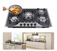 30.3" LPG/NG Gas Cooktop|Gas Cookers Built-in 5 Burners Stove Hob Cooktop Tempered 8mm Toughened Glass|NG gas 5 Burner Gas Hobs
