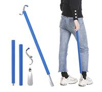 30.3" Metal Shoe Horn Long Handle for Seniors, Long Dressing Stick for Elderly with Sock Removal Tool, Adjustable Extended Dressing Stick Aid Helper for Shoes, Socks, Shirts and Pants