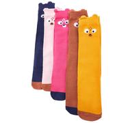 (30-34) Kids' Socks Children Cotton Socks Toddler School Socks 5 Pairs Animal Design