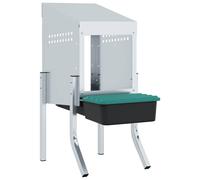 vidaXL Chicken Nesting Box with Legs - Galvanised Steel Construction for Poultry Farming - Customisable Height with Easy Egg Collection, Silver/Green/Black, 30.5 x 50 x 63/68 cm