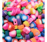 30/50/100Pcs 10Mm Mixed Rainbow Color Clay Beads Flat Round Heart Loose Spacer Beads for Jewelry Making DIY Bracelet Accessories Lovely and Practical