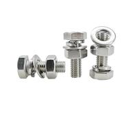 30/50/100pcs M3 M4 M5 304 Stainless Steel Hexagonal Screw Nut Washer Set External Hex Bolt Nuts Gasket Kit Metalworking(M5x8mm (50Pcs))