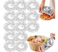 30/50/80PCS Universal Aluminium Foil Covers For Food, Aluminum Foil Heat-Retaining Cover Keeps Your Meals Hot For Hours, Reusable Elastic Bowl Covers,Adjustable Food Storage Covers For Kitchen (80)