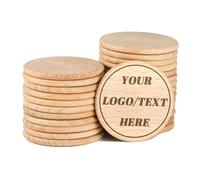 30-500 customized circular wooden tokens, double-sided laser engraved with customizable text/logo, suitable for corporate events, beverage tokens, parties, and promotional activities