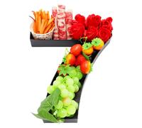 30.5cm Cardboard Numbert Cutout Fillable Paper Mache Charcuterie Board Sweet Birthday Food Tray for Treat (Black, 7 shape)