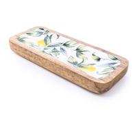 30.5CM Rectangular Dish With Enamel Inlay Mediterranean Lemons