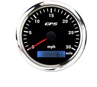 30/60/80/120/160/200 MPH 85MM GPS Speedometer 7 Colors Backlight Speed Gauge Sensor(60MPH Black silver)