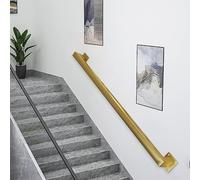 30-600cm Metal Handrail for Stairs Indoor Outdoor Steps, Staircase Banister Hand Rails Wrought Iron Wall Support, Hand Railings Grab Rail - Complete Kit(Gold,11ft/330cm)
