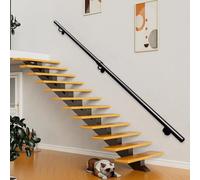 30-600cm Metal Wrought lron Handrail with Brackets, Non-Slip Stair Railings Support Rod, Wall Mounted Balustrade Safety Grab Bar Kit for Home Loft Bathroom Corridor(9 FT)