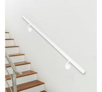30~600cm Modern Metal Stair Handrail, Wall Mount Support Staircase Bannister Rail for Indoor/Outdoor Steps, White Round Pipe Stair Railing Non-Slip Safety Grab Bar(12ft/360cm)