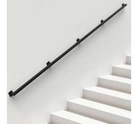 30-600cm Stair Banister Handrail Black/White/Gold Square Staircase Railing Industrial Metal Iron Pipe Balustrade Hand Railing Wall Mount Safety Hand Rails for Interior Outside(Black,12ft/3600mm)