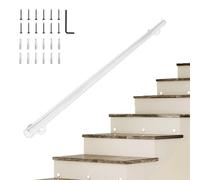 30-600cm Stair Handrail, Modern White Metal Staircase Hand Rail for Indoor & Outdoor Wall Mount Support, Home Corridor Safety Grab Bar Kit(13ft/390cm)