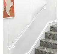30~600cm Stair Handrail, Wall-Mounted Round Staircase Railing for Indoor & Outdoor Steps, White Wrought Iron Non-Slip Corridor Safety Support Rod(8.2ft/250cm)