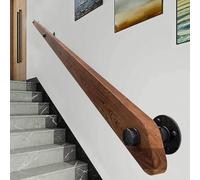 30-600cm Wooden Handrail with Brackets, Non-Slip Stair Railings Support Rod, Against The Wall Elderly and Children's Loft Grab Bar Kit for Indoor Hospital Home (B, 80cm)