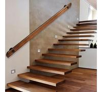 30-600cm Wooden Handrail with Brackets, Non-Slip Stair Railings Support Rod, Against The Wall Elderly and Children's Loft Grab Bar Kit for Indoor Hospital Home (B, 200cm)