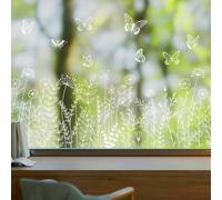 30×60cm Spring Butterfly & Floral Static Window Clings Moisture Resistant PVC Glue-Free Static Decals Reusable Flower Butterfly Glass Stickers for Home Window Mirror for Decor