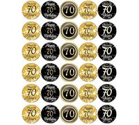 30 70th Birthday Black And Gold Pre Cut Cupcake Toppers Premium Edible Wafer Paper Fairy Cake Toppers Birthday Celebration Cakes Decorations Party NO CUTTING REQUIRED