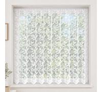 30" (76cm) Drop - Sylvana White Floral Leaf Lace Net Curtain - Sold By The Metre - Quantity Ordered Supplied In One Continuous Piece - Privacy - Slot Top