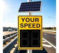 30 * 90cm Powered Led Speed Limit Signs, Solar Speed Sign, 200m Long Visibility Traffic Speed Detector With 660 High-brightness Leds, Remote Control Speed, Auto Green/red Display Switch Yellow