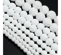 30-90pcs/lot 4-12mm Natural Stone Beads Round Loose Spacer Beads for Jewelry Making Handmade DIY Bracelet Necklace Accessorie-White Lava stone-8mm APX 45pcs