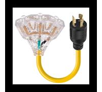 30 Amp to 110 Adapter Generator Powers Cord,30 Amp to 15 Amp Generator Adapter,Nema L5-30P Male to 3X 5-20R Female 1.5FT