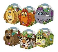 30 Animal Themed Food Boxes Picnic Carry Meal Box Kids Birthday Party Bag Plate (Jungle)