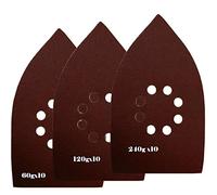 30 Assorted (60/120/240 Grits) Large Mouse Detail Sander Sandpaper Sanding Paper Hook & Loop Assorted 60 80 120 180 240 320 Grits for Black and Decker Mega Mouse Cyclon Sandstorm Craftsman