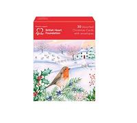 30 Assorted British Heart Foundation Christmas Cards - Beautiful Charity Cards, White