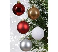 30 Assorted Christmas Baubles Red White Silver Butterscotch Mix 60mm
