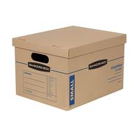 30 BANKERS BOX Strong Moving Boxes, SmoothMove Classic 32 Litre Moving and Storage Boxes, Tape-Free Assembly, Easy Carry Handles, 38cm x 33cm x 26cm, Brown