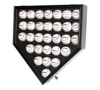30 Baseball Display Case Cabinet Holder Rack Home Plate Shaped w/ UV Protection- Lockable B30H-BL by DisplayGifts