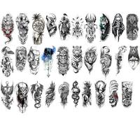 30 Black And White Realistic Warrior/Samurai Hand Water Transfer Tattoo Stickers