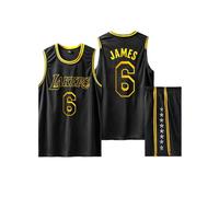 (30, Black) Los Angeles Lakers No. 6 LeBron James adult and children's jersey set