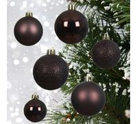 30 Black Truffle Baubles Christmas Tree Decorations Brown Shatterproof