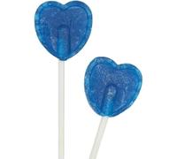 30 Blue Heart Shaped Lollipops Blue Raspberry Flavoured Sweet Candy Lollies, Ideal for Snack Cupboard, Weddings, Valentines, Party Bag fillers
