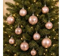30 blush pink baubles - round bauble decorations - christmas tree hanging ornament - 4cm 40mm 5cm 50mm 6cm 60mm baubles - matt & gloss finish - tree wreath garland decorations.