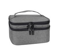 30 Bottle Nail Polish Storage Case Box Organizer | Essential Oil Holder Travel Bag | Double Layer Design with Pockets, Elastic Bands, and Dividers | Oxford - Gray