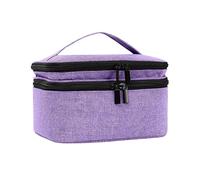 30 Bottle Nail Polish Storage Case Box Organizer | Essential Oil Holder Travel Bag | Double Layer Design with Pockets, Elastic Bands, and Dividers | Oxford - Purple