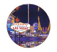 30" Burlap Christmas Tree Skirt, Las Vegas Night City Print Farmhouse Holiday Tree Mat Base Cover Decor