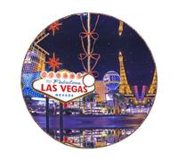 30" Burlap Christmas Tree Skirt, Las Vegas Night City Print Farmhouse Holiday Tree Mat Base Cover Decor