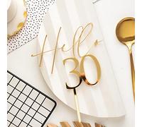 30 Cake topper Birthday Thirty Cake Topper 30th Cake Gold Happy 30th Acrylic Cake Topper Custom Age Hello Thirty (Black)